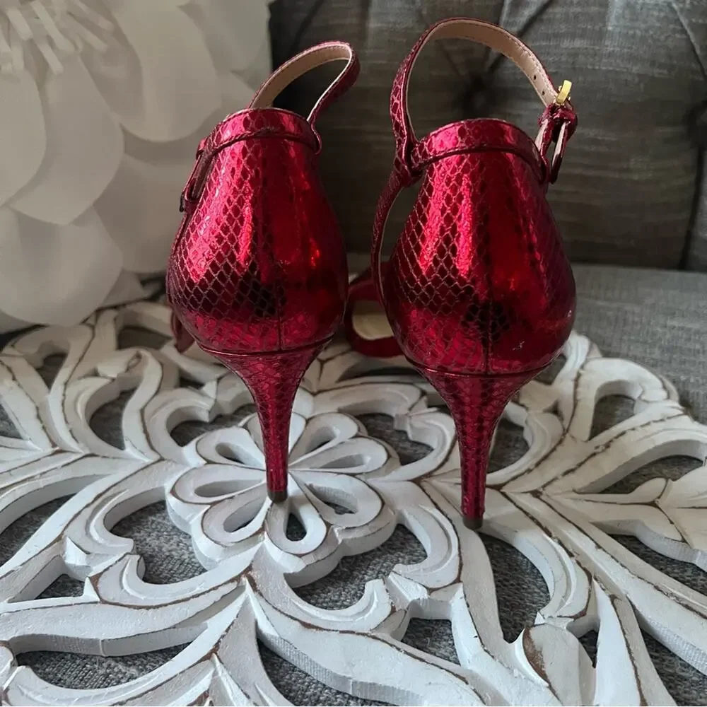 Michael Kors Red Leather High Heels Women’s 8 NEW